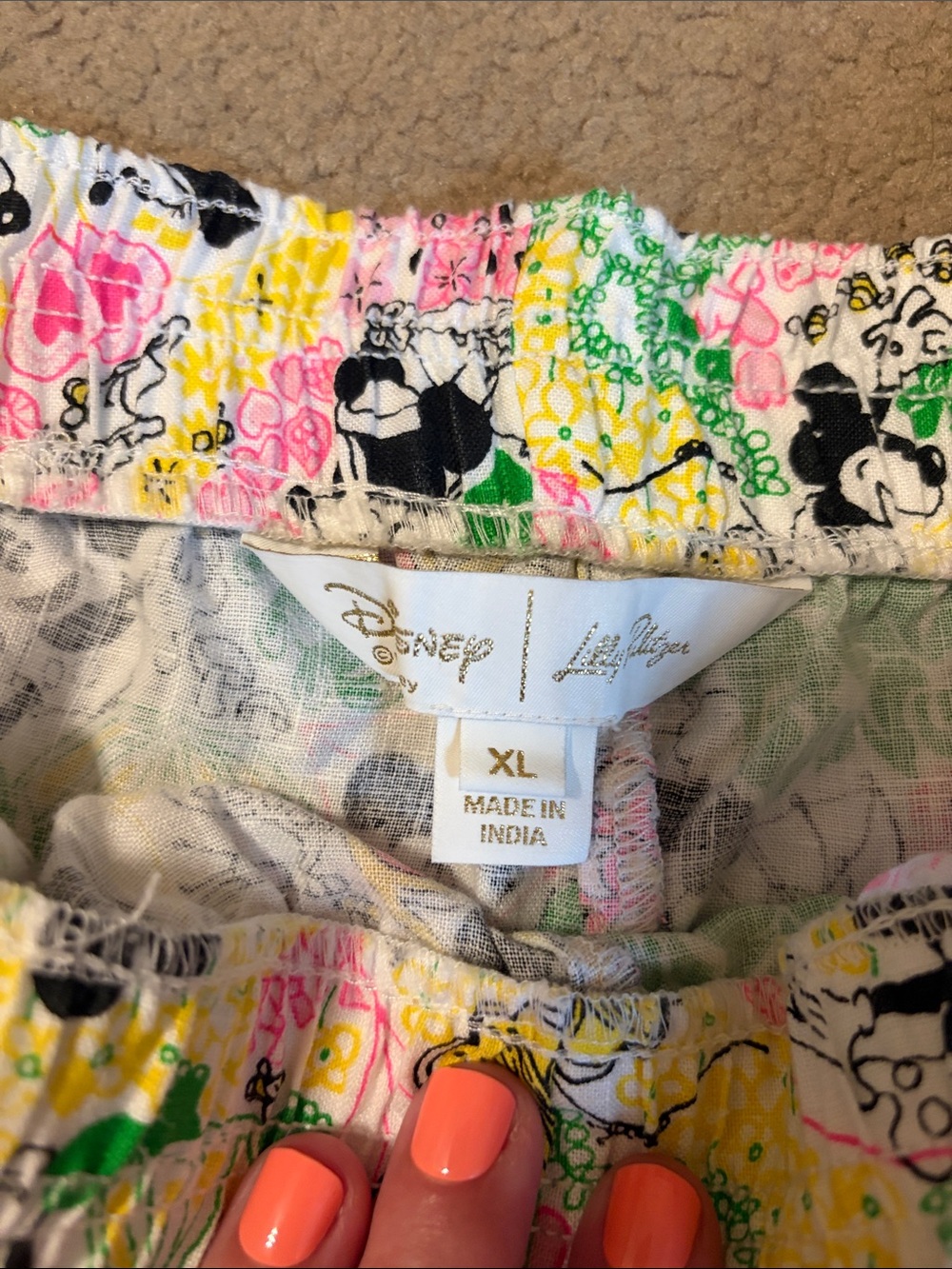 Disney Lilly Pulitzer Elodey Floral Linen High-Waist Shorts XL - Picture 7 of 7